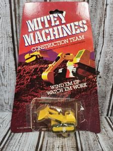 Vtg 1981 Galoob MITEY MACHINES Construction Team Bulldozer NEW Open Card